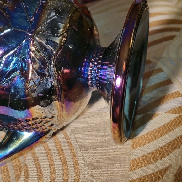 Indiana Glass "Harvest Grape" Iridescent Blue Carnival Glass Pitcher -Colors-WoW - Picture 2 of 10